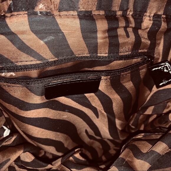 Zebra print big flower floral‎  rhinestone handbag shoulder bag large - Picture 8 of 10